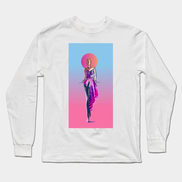 Modern Fashion Figure Theme Long Sleeve T-Shirt by Andrew Turtsevych Art